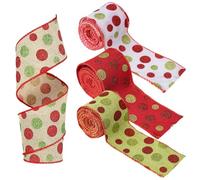 Ruban De Noël Pour Sapin,4 Rouleaux De Toile De Jute À Points Pailletés | Ruban Pour Couronne De Noël | Pour Automne Halloween Décoration Sapin Et Couronne Décoration Porte Centre Table Fête