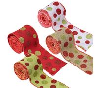 Ruban De Noël Pour Sapin - 4 Rouleaux Toile De Jute À Points Décoratifs | Ruban De Noël,Pour Automne Halloween Décoration Sapin Et Couronne Décoration Porte Centre Table Fête