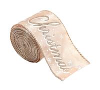 Ruban de Noël pour travaux manuels et loisirs créatifs 1,99 m Tissu pour | Ruban En Tissu De Noël Couleur Champagne Pour Fêtes Hiver Déco Sapin Couronne Guirlande Mar Sangle de lettre de 6,3 cm/2 m