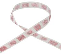 Ruban de Noël rose Ruban blanc argent Ruban cadeau 25mm x 18m