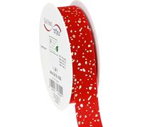 Ruban de Noël rouge moucheté d'or 25mm x 20m Décor festif