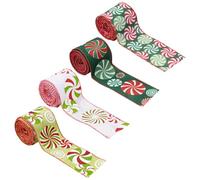 Ruban de Noël | Ruban métallique | 4 rouleaux de rayures décoratives pour guirlande de couronnes de vacances - Ruban en toile de jute pour arbres de Noël, escaliers, jardin, emballage de boîtes, nœuds