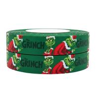 Ruban de Noël vert Grinch de 2 m x 22 mm de large, idéal pour les accessoires, la décoration de gâteaux et idées de décoration pour emballage cadeau, nœuds, décorations ou emballages pour sacs