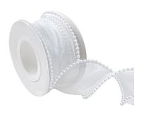 Ruban de perles blanc - 4,5 m - En mousseline de soie - Décoration de mariage - Guirlande de perles - Pour mariage, fleurs, bricolage, couture, artisanat