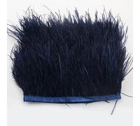 Ruban de plumes d'autruche 1 m - 8 à 10 cm - Pour travaux manuels, plumes d'autruche, ruban de satin à franges - Pour plumes d'autruche, artisanat, costumes, décoration, bleu foncé