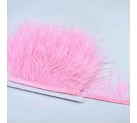 Ruban de plumes d'autruche blanches de 39,37 pouces, franges de 8 à 10 cm, pour loisirs créatifs, couture, vêtements, décorations de fête et de mariage - Rose - 100 cm