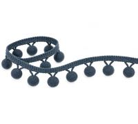 Ruban de pompons gris 10 mm - Galon fantaisie à pompons en polyester - Largeur totale 28 mm - Vendu au mètre en longueur continue - Couture, vêtements, décoration, sacs, bijoux & loisirs créatifs