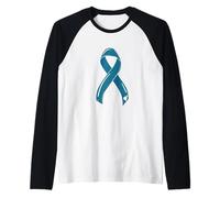 Ruban de Protection Contre Le Cancer des ovariens - Bleu Sarcelle - pour surviveur et chimiothérapie Manche Raglan