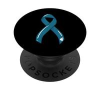Ruban de Protection Contre Le Cancer des ovariens - Bleu Sarcelle - pour surviveur et chimiothérapie PopSockets PopGrip Adhésif