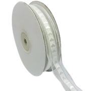 Ruban de qualité rouleau de 25 mètres avec coeurs blancs et bande d'argent décoratif mariage anniversaire mariage bonbonnière (15 mm)