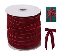 Ruban de ruban de velours rouge, ruban de velours, 50 mètres de long ruban de velours, 3/8 '' le rouleau de Noël en velours large avec bobine pour les arcs faisant un emballage cadeau rouge