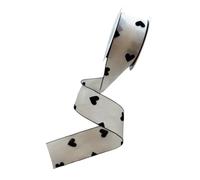 Ruban de Saint-Valentin, 9 m/rouleau, rubans en polyester floqué pour la Saint-Valentin, 40mm de large, motif cœur d’amour, pour l’emballage de cadeaux, les décorations de fête de la Saint-Valentin