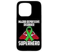 Ruban de santé mentale de Super-héros pour Troubles dépressifs majeurs Coque pour iPhone 15 Pro