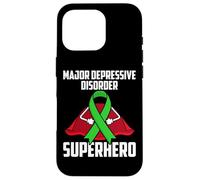 Ruban de santé mentale de Super-héros pour Troubles dépressifs majeurs Coque pour iPhone 16 Pro
