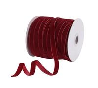 Ruban de sapin de Noël - Ruban de velours | Ruban de Noël pour travaux manuels | Ruban de Noël de 50 mètres avec bobine | Tissu de velours rouge | Ruban tissé en nylon pour ornements tiers