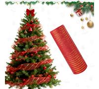 Ruban de sapin de Noël - Ruban en maille polyester - 26 cm - Film métallique décoratif - Pour sapin de Noël, couronne, guirlande