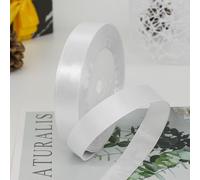 Ruban de satin 1,5 cm x 22 m - Ruban décoratif en tissu - Pour bricolage, artisanat, emballage cadeau, mariage, fête, anniversaire, Noël - Blanc
