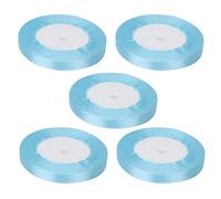 Ruban de Satin 1 cm de large 22 m de long 5 pièces ruban de décoration de bricolage réutilisable imperméable pour emballage de mariage emballage gâteau cuisson boîte de bonbons (11# bleu ciel)