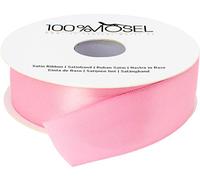Ruban de satin 100 % Mosel, rose (25 mm x 25 m), ruban cadeau mat brillant, élégant pour la décoration et l'artisanat, l'emballage de cadeaux spéciaux, pour les mariages, les baptêmes, etc.