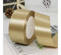 Ruban de satin 4 cm x 22 m - Ruban décoratif en tissu - Pour bricolage, artisanat, emballage cadeau, mariage, fête, anniversaire, Noël - Champagne doré