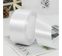 Ruban de satin 5 cm x 22 m - Ruban décoratif en tissu - Pour bricolage, artisanat, emballage cadeau, mariage, fête, anniversaire, Noël - Blanc