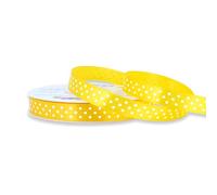 Ruban de satin à pois - 12 mm x 25 m - Couleur au choix - 12/25 mm - Couleurs résistantes et lavable - Ruban pour mariage - Ruban cadeau pour emballage et loisirs créatifs - Jaune 645