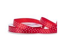 Ruban de satin à pois - 12 mm x 25 m - Couleur au choix - 12/25 mm - Couleurs résistantes et lavable - Ruban pour mariage - Ruban cadeau pour emballage et loisirs créatifs - Rouge 250