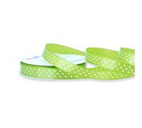 Ruban de satin à pois 12 mm x 25 m rouleau - CHOIX DE COULEUR en 12/25 mm - résistant aux couleurs et lavable - Ruban pour nœuds pour mariage - Ruban cadeau pour emballer, décorer, bricoler - Vert