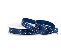 Ruban de satin à pois 12mm x 25m rouleau - CHOIX DE COULEUR en 12/25mm - grand teint et lavable - Ruban de nœud pour mariage - Ruban cadeau pour emballer décorer bricoler - Bleu foncé 370
