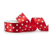 Ruban de satin à pois - 38 mm x 25 m - Couleur au choix : 6/12/25/38 mm - Couleurs résistantes et lavable - Ruban pour mariage - Ruban cadeau, pour emballage, décoration, loisirs créatifs - Rouge 250