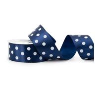 Ruban de satin à pois - 38 mm x 25 m - Couleur au choix - 6/12/38 mm - Couleurs résistantes et lavable - Ruban pour mariage - Ruban cadeau pour emballage, décoration, loisirs créatifs - Bleu foncé 370