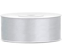 Ruban De Satin Argenté - 25 M De Long - Largeur : 25 Mm - Ruban Décoratif Pour Cadeau - Décoration De Mariage, Nouvel An - Mariage D'argent