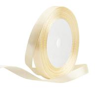 Ruban de Satin Beige 10mm x 22 Mètres, Rubans en Tissu pour Cadeau Emballage, Bouquets de Fleurs, Anniversaire Artisanat, Décoration de fête de Mariage