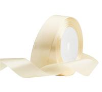Ruban de Satin Beige 25mm x 22 Mètres, Rubans en Tissu pour Cadeau Emballage, Bouquets de Fleurs, Anniversaire Artisanat, Décoration de fête de Mariage