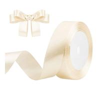 Ruban de Satin Beige 25mm x 23m Beige Ruban Cadeau Ruban de Satin pour L'emballage de Cadeaux, Bricolage, Couture, Décorations de Mariage, Décorations de Noël