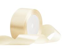 Ruban de Satin Beige 40mm x 22 Mètres, Rubans en Tissu pour Cadeau Emballage, Bouquets de Fleurs, Anniversaire Artisanat, Décoration de fête de Mariage