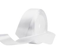 Ruban de Satin Blanc 25mm x 22 Mètres, Rubans en Tissu pour Cadeau Emballage, Bouquets de Fleurs, Anniversaire Artisanat, Décoration de fête de Mariage