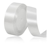 Ruban de satin blanc de 25 mm de large x 22 m de long - Ruban cadeau pour emballage cadeau, bricolage, artisanat, bouquets, projets de couture, fabrication de nœuds, décorations d'anniversaire et de