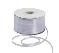 Ruban de satin blanc fin et solide de 3mm x 180 m - Bobine géante double face en polyester tissé - Pour travaux manuels, étiquettes à suspendre, invitation, emballage cadeau, décoration de fête