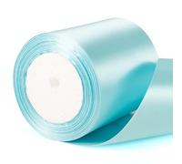 Ruban de satin bleu azur épais de 22 m x 10 cm de large, ruban bleu ciel épais de 22 m x 10 cm, pour emballage cadeau, mariage, voiture, Noël, cadeau d'anniversaire, gâteau, nœud pour cheveux, bouquet