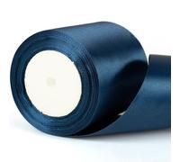 Ruban de satin bleu marine de 22 m x 10 cm de large, pour emballage cadeau, mariage, voiture, Noël, cadeau d'anniversaire, gâteau, nœud pour cheveux, bouquet, travaux manuels et décorations