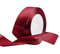 Ruban de Satin Bordeaux 25mm x 22 Mètres, Rubans en Tissu pour Cadeau Emballage, Bouquets de Fleurs, Anniversaire Artisanat, Décoration de fête de Mariage