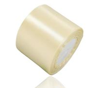 Ruban de satin crème 75 mm x 22 m - Beige - Pour décoration de cadeau de mariage, de baptême et d'anniversaire