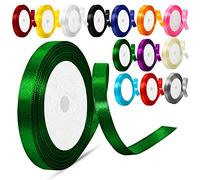 Ruban de satin de 6 mm de couleur unie pour travaux manuels, emballage cadeau, ballons, projet de couture, nœuds pour cheveux et décoration de gâteaux (6 mm, vert)