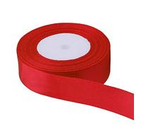 Ruban de satin double face 25 mm - 25 mètres. Rouge [Rouleau complet] de Crystal Innovation., rouge foncé