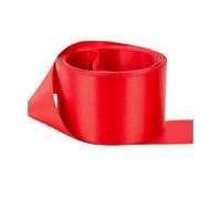 Ruban de satin double face de taille 50 mm x 3 m (rouge) pour cadeaux, couture, fêtes, événements, robes, mariages, Noël, travaux manuels, nœuds, ballons floraux, cheveux, bricolage, bouquets, gâteaux