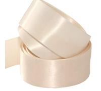 Ruban de satin double face - Taille 38 mm x 10 m - Crème - Parfait pour cadeaux, couture, fêtes, décorations, événements, robes, mariages, Noël, travaux manuels, nœuds de voiture, bricolage, bouquets