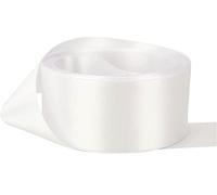 Ruban de satin double face - Taille 38 mm x 5 m - Blanc - Parfait pour cadeaux, couture, fêtes, événements, robes, mariages, travaux manuels, nœuds de voiture, bricolage, bouquets, gâteaux, etc