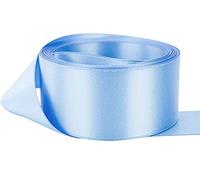 Ruban de satin double face - Taille 50 mm x 10 m - Bleu ciel - Parfait pour cadeaux, couture, fêtes, événements, robes, mariages, travaux manuels, nœuds de voiture, bricolage, bouquets, gâteaux, etc