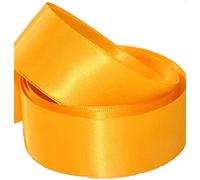 Ruban de satin double face - Taille 50 mm x 10 m - Doré jaune - Parfait pour cadeaux, couture, fêtes, événements, robes, mariages, travaux manuels, nœuds de voiture, bricolage, bouquets, gâteaux, etc